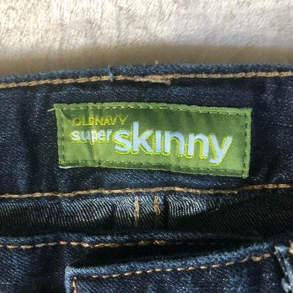 Old Navy Girl's Super Skinny Adjustable Waist Dark Wash Denim Jeans 12 Slim - Picture 2 of 8